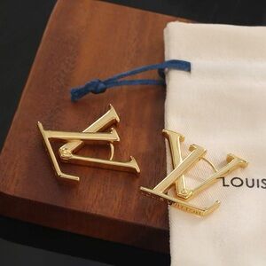 Louis Vuitton Elegant Gold Initial Earrings